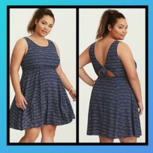 Torrid Blue Border Print Challis Dress